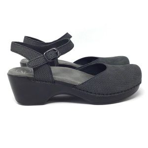 Dansko Sam Closed-Toe Sandal Black Gray Knit 40 (9.5-10) Shoe Mary Jane Clog
